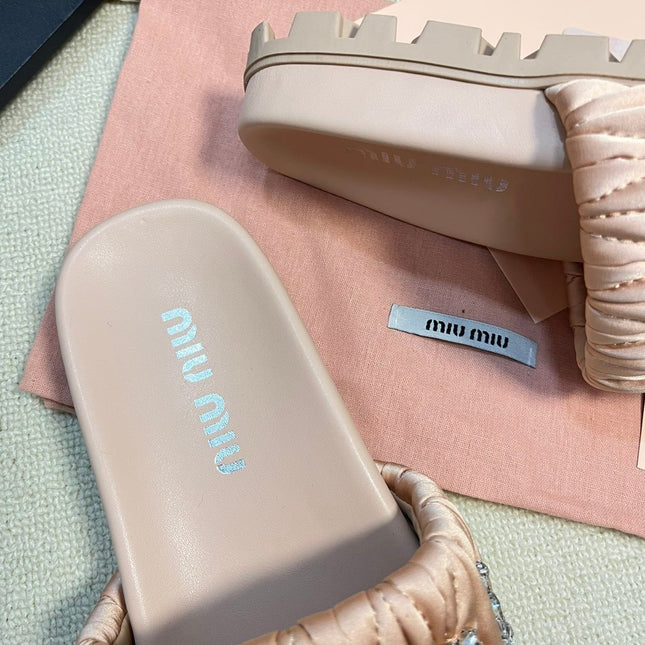 Pastel Pink Sheepskin Diamond Slippers