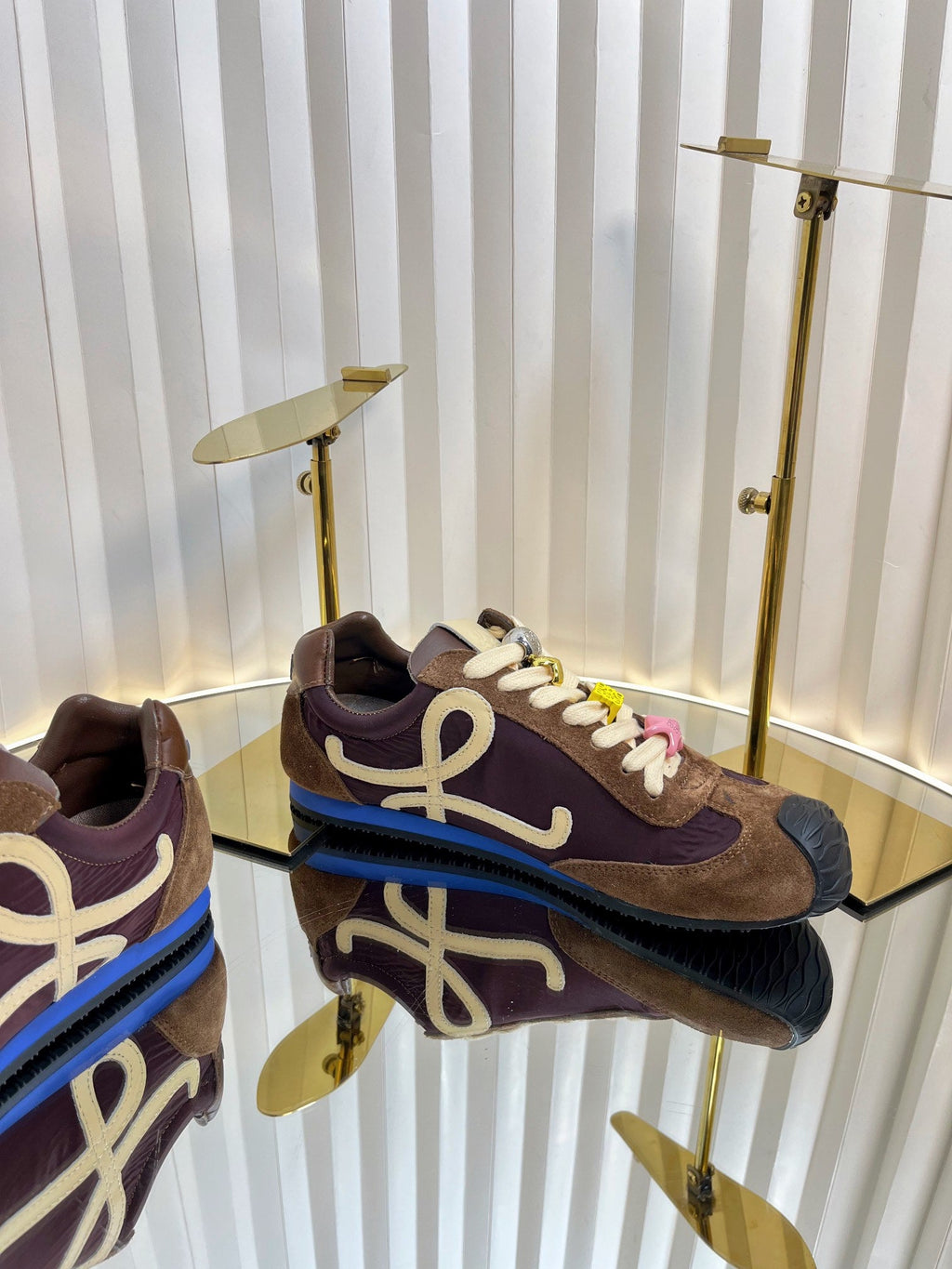 LOEWE 26S RUNNER 2.0 SNEAKERS IN DARK BROWN SUEDE AND FABRIC