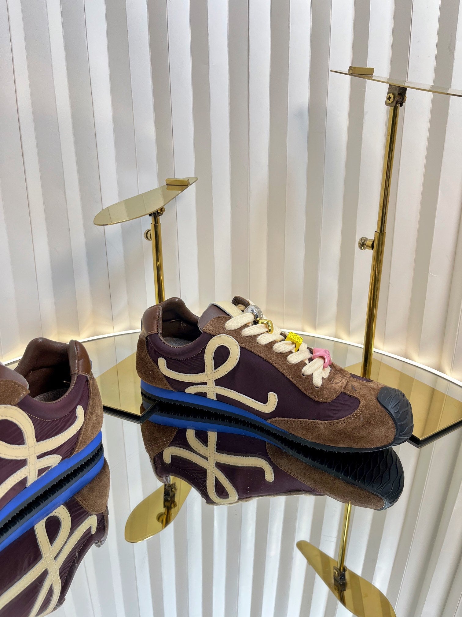 LOEWE 26S RUNNER 2.0 SNEAKERS IN DARK BROWN SUEDE AND FABRIC