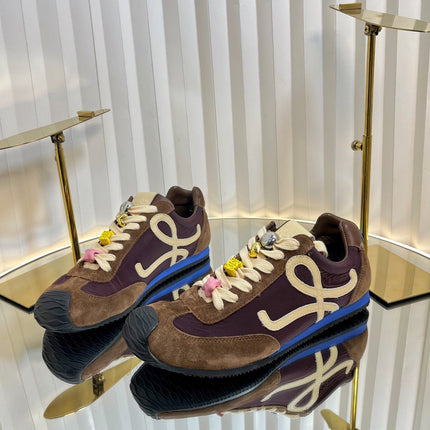 LOEWE 26S RUNNER 2.0 SNEAKERS IN DARK BROWN SUEDE AND FABRIC