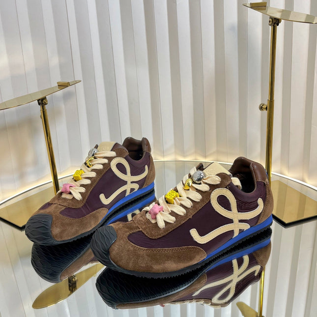 LOEWE 26S RUNNER 2.0 SNEAKERS IN DARK BROWN SUEDE AND FABRIC