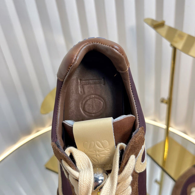 LOEWE 26S RUNNER 2.0 SNEAKERS IN DARK BROWN SUEDE AND FABRIC