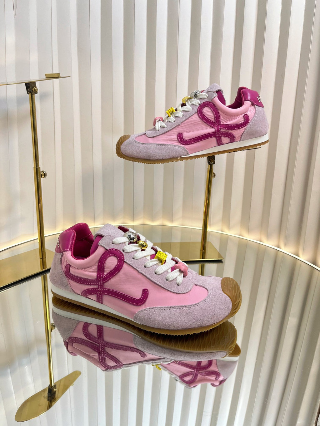 LOEWE 26S RUNNER 2.0 SNEAKERS IN PINK SUEDE AND FABRIC