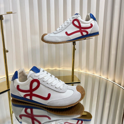 LOEWE 26S RUNNER 2.0 SNEAKERS IN WHITE FABRIC AND SUEDE STYLE 1