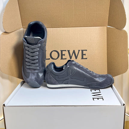 LOEWE 26S RUNNER 2.0 SNEAKERS IN DARK GREY CALFSKIN AND SUEDE