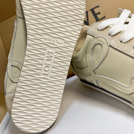 LOEWE 26S RUNNER 2.0 SNEAKERS IN OFF-WHITE CALFSKIN AND SUEDE