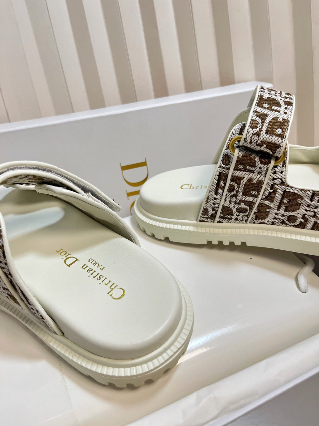 DIORACT SLIDES 25MM IN BROWN TWEED