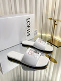 LOEWE 26S LOGO-EMBROIDERED SANDALS IN WHITE CALFSKIN