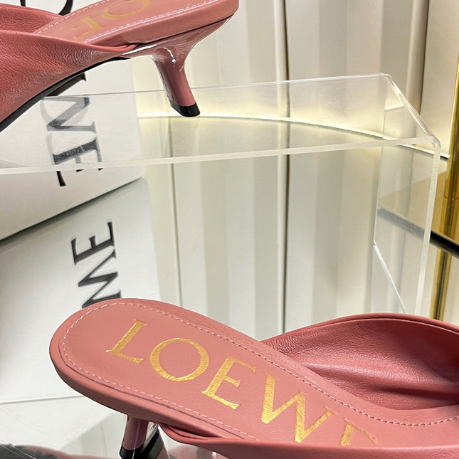LOEWE 26S HEELED SANDALS 45 MM IN DUSTY PINK CALFSKIN