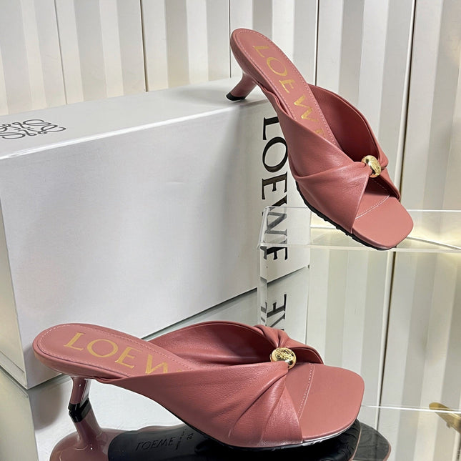LOEWE 26S HEELED SANDALS 45 MM IN DUSTY PINK CALFSKIN