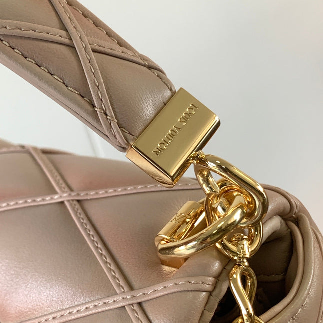 LV 25S GO-14 MM 23 IN LIGHT PINK QUILTED LAMBSKIN GOLD HARDWARE