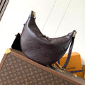 LOOP HOBO 38 IN DARK BROWN MONOGRAM CALFSKIN EMBOSSED LOGO