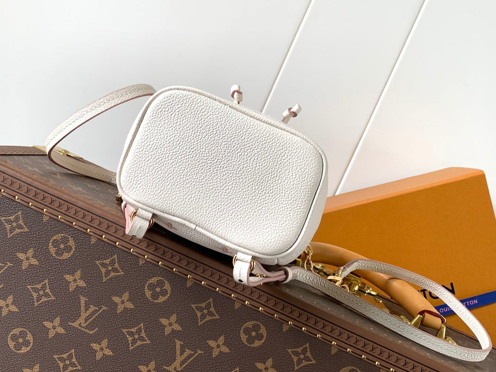 NANO NOÉ 19 IN WHITE MIX PINK MONOGRAM EMPREINTE CALFSKIN