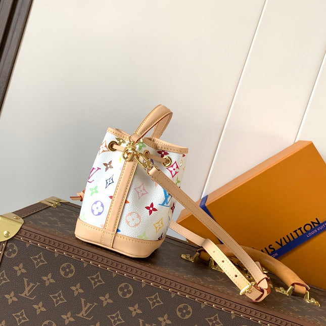 LV 26S NANO NOÉ 16 IN WHITE COATED CANVAS