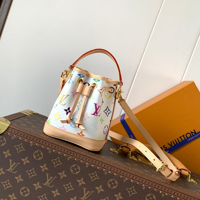 LV 26S NANO NOÉ 16 IN WHITE COATED CANVAS