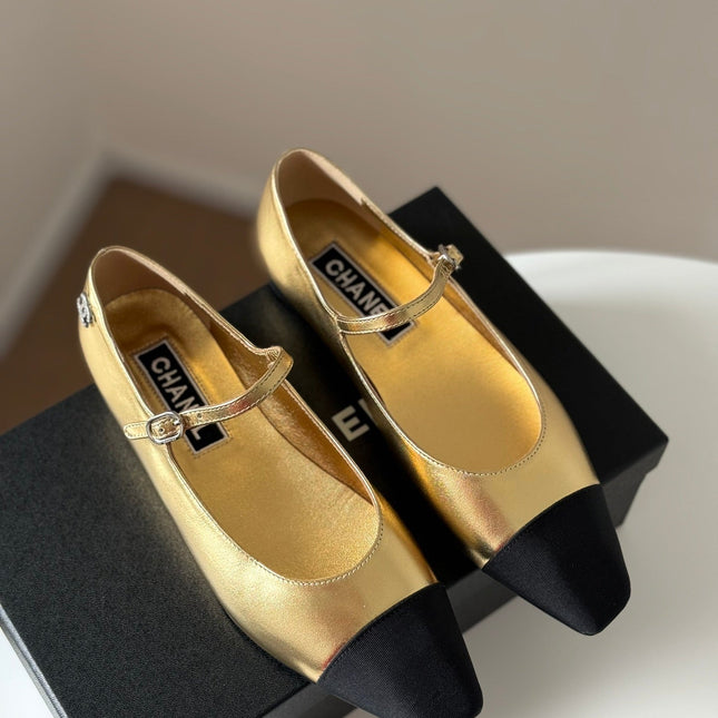 MARY JANE GOLDEN MIX BLACK CALFSKIN