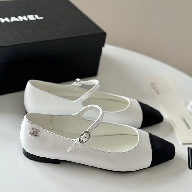 MARY JANE WHITE MIX BLACK CALFSKIN