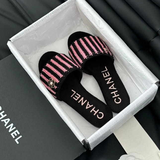Sheepskins Knit Slippers Black Pink