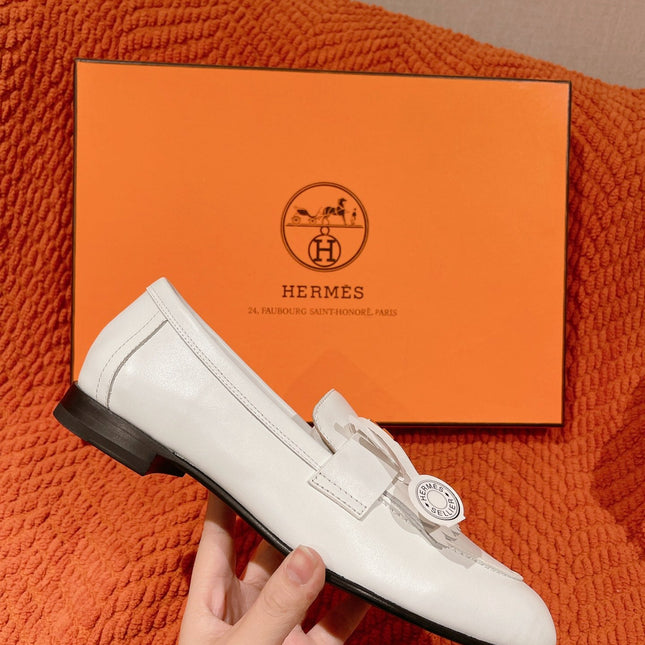 Destin Loafer White Goatskin with Fringe Detail