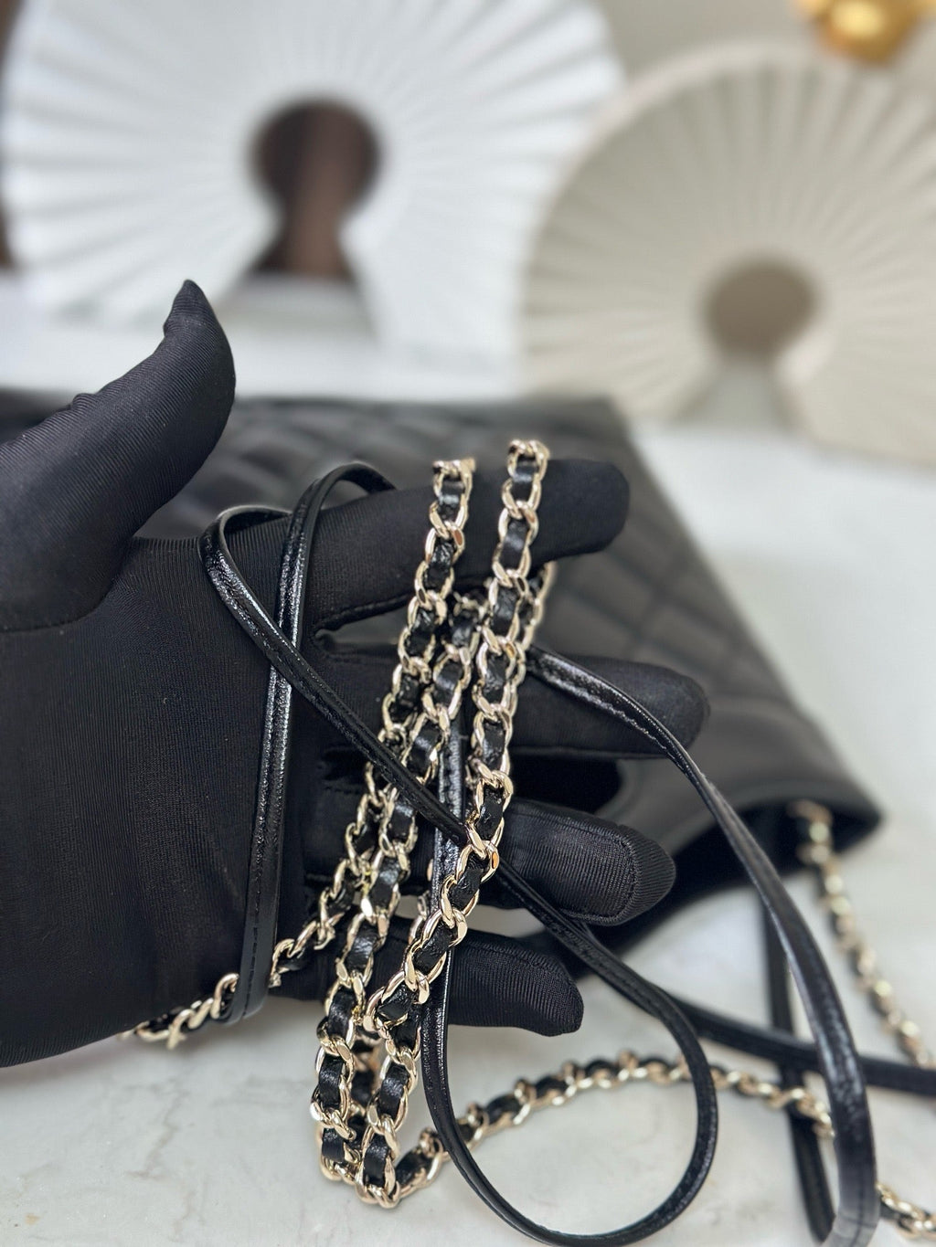 CHANEL 26S MINI SHOPPING BAG 24 IN BLACK LAMBSKIN