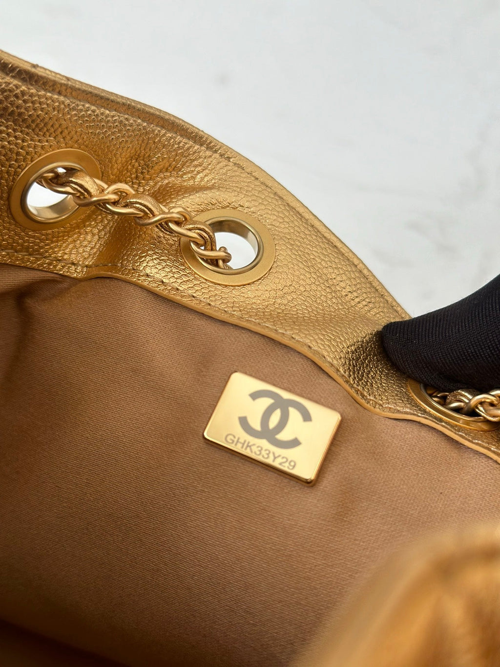 CHANEL 25S HOBO BAG 22 IN METALLIC GOLD CAVIAR CALFSKIN