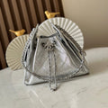CHANEL 25S HOBO BAG 22 IN METALLIC SILVER CAVIAR CALFSKIN