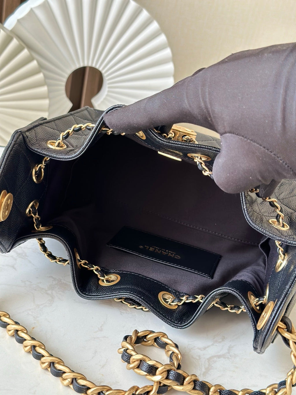 CHANEL 25S HOBO BAG 22 IN BLACK CAVIAR CALFSKIN GOLD HARDWARE