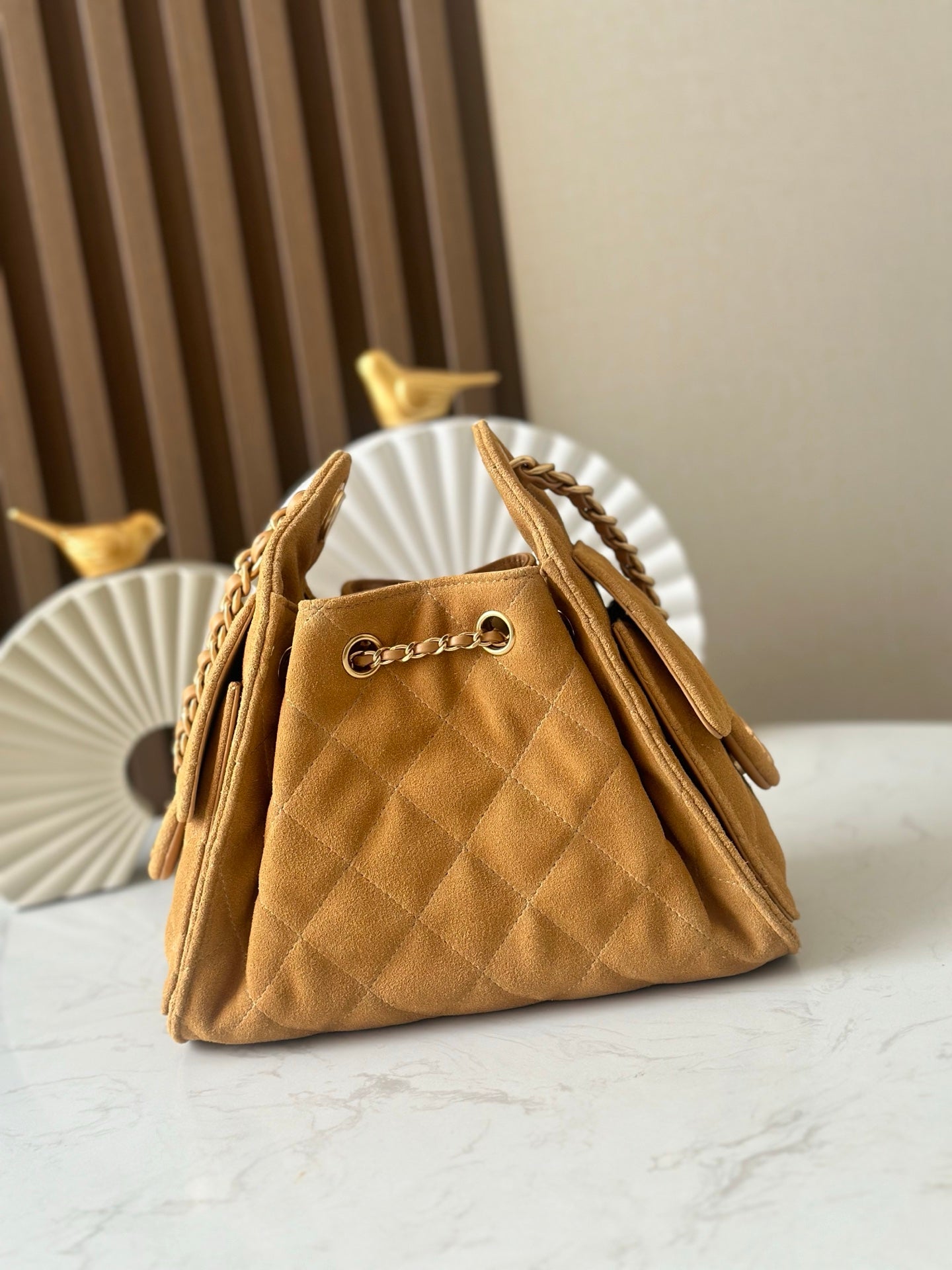 CHANEL 25S HOBO BAG 22 IN BROWN SUEDE GOLD HARDWARE