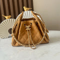 CHANEL 25S HOBO BAG 22 IN BROWN SUEDE GOLD HARDWARE