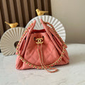 CHANEL 25S HOBO BAG 22 IN CORAL PINK SUEDE GOLD HARDWARE