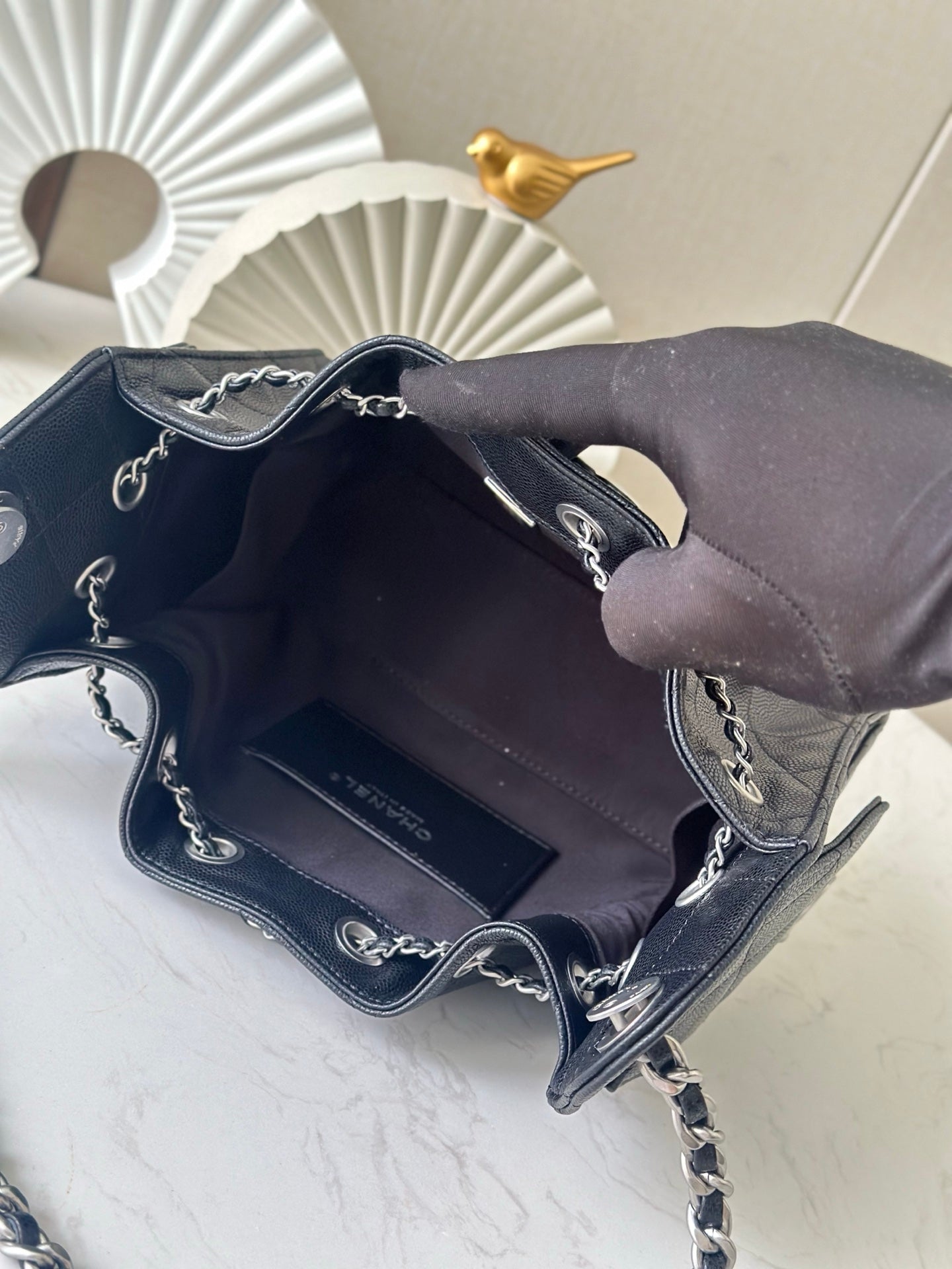 CHANEL 25S HOBO BAG 22 IN BLACK CAVIAR CALFSKIN SILVER HARDWARE