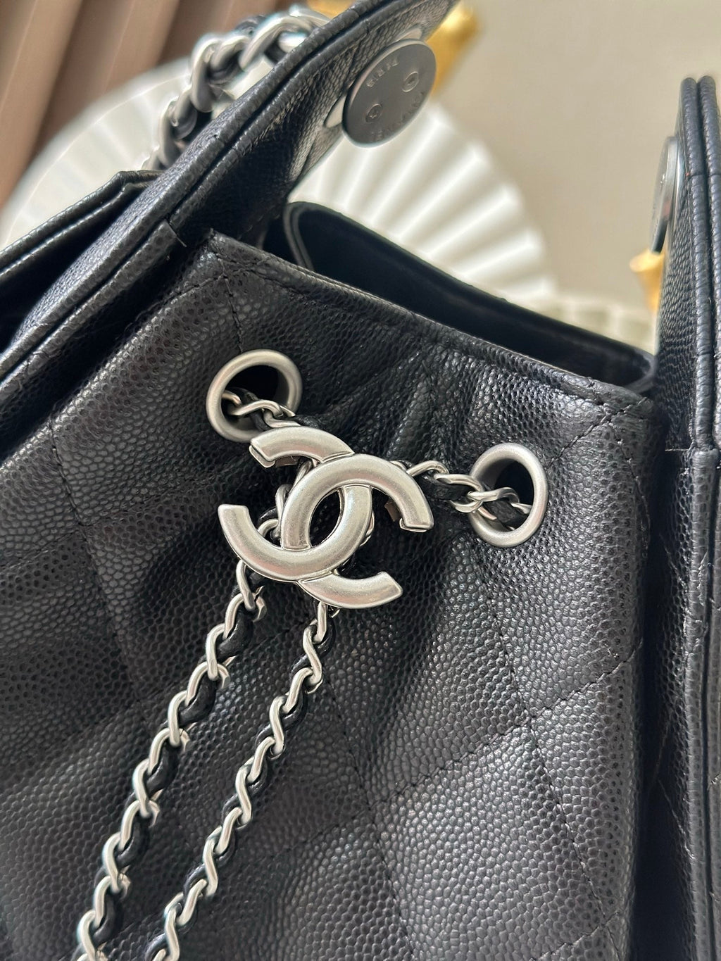 CHANEL 25S HOBO BAG 22 IN BLACK CAVIAR CALFSKIN SILVER HARDWARE