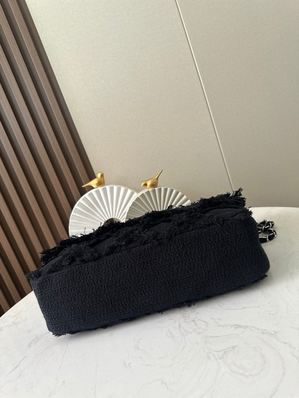 CHANEL 26S FLAP BAG 38 IN BLACK TWEED