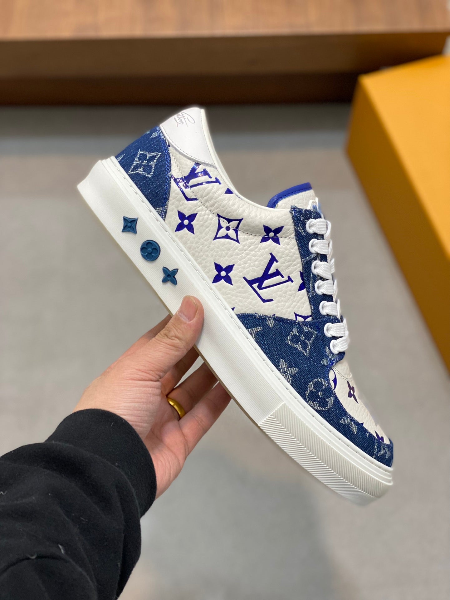 LV MONOGRAM BLUE AND WHITE SNEAKERS