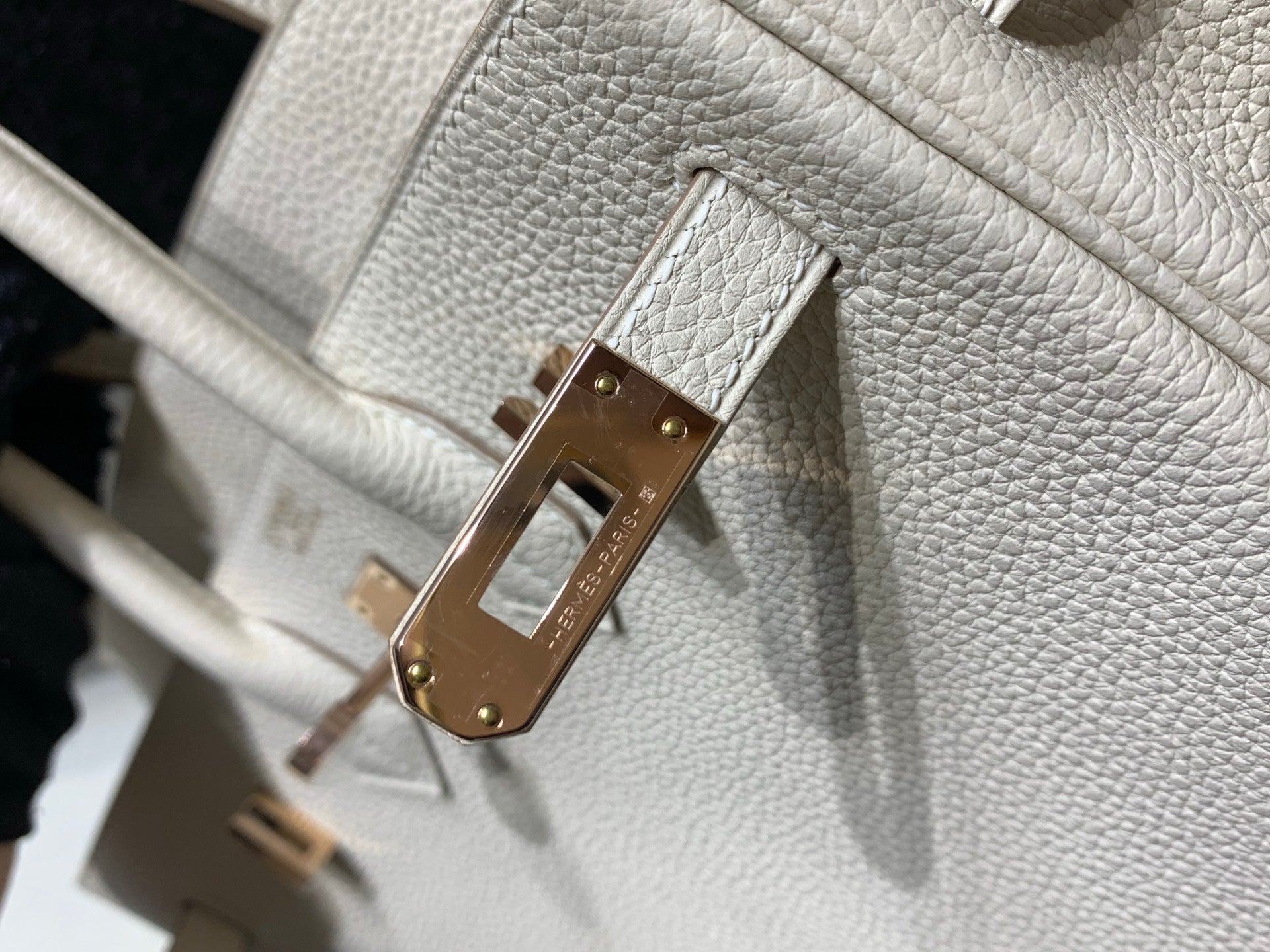 HM 25S BIRKIN BAG 25 CM IN BEIGE WHITE LAMBSKIN WITH ROSE GOLD HARDWARE