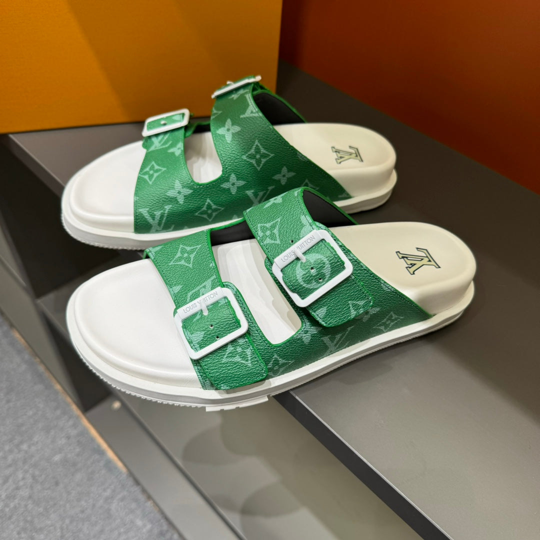 LV DAD SANDAL JADE GREEN MONOGRAM CALFSKIN