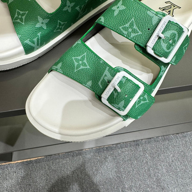 LV DAD SANDAL JADE GREEN MONOGRAM CALFSKIN