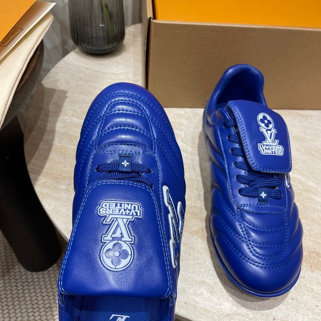 FOOTPRINT SOCCER SNEAKER IN COBALT BLUE CALFSKIN