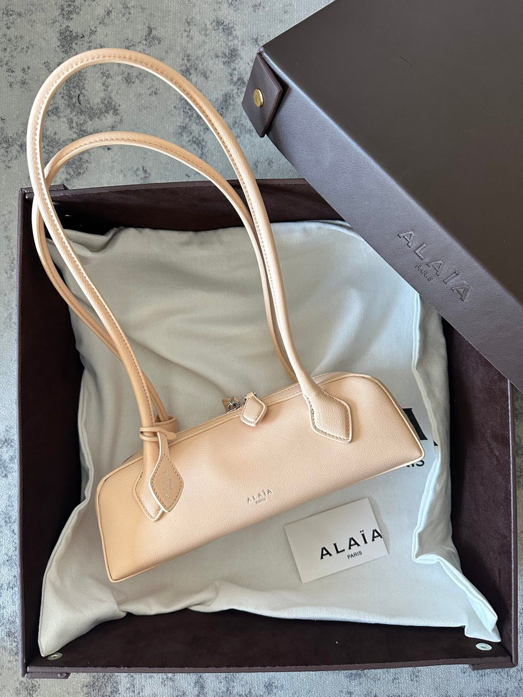 LE TECKEL SMALL BAG 27 IN BISQUE GOATSKIN