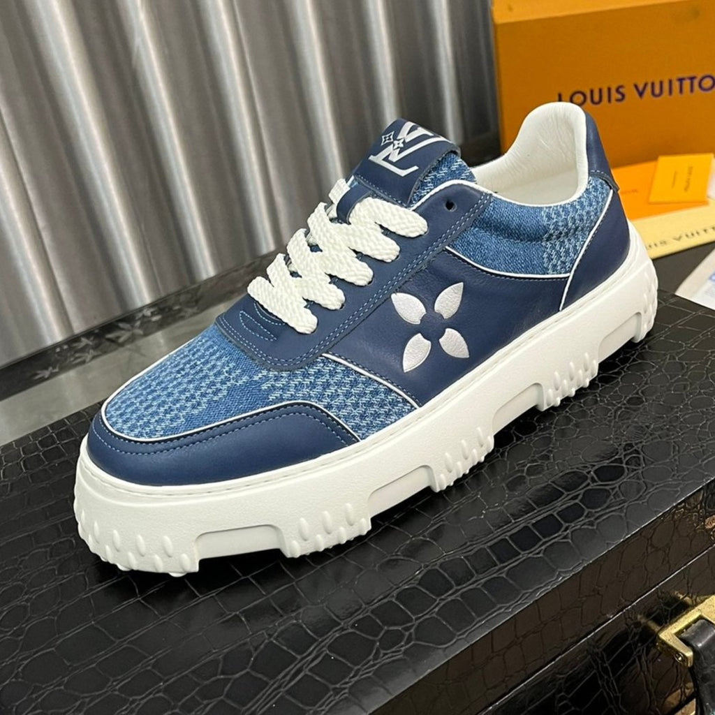 LV SNEAKER IN NAVY BLUE MONOGRAM CALFSKIN AND DENIM