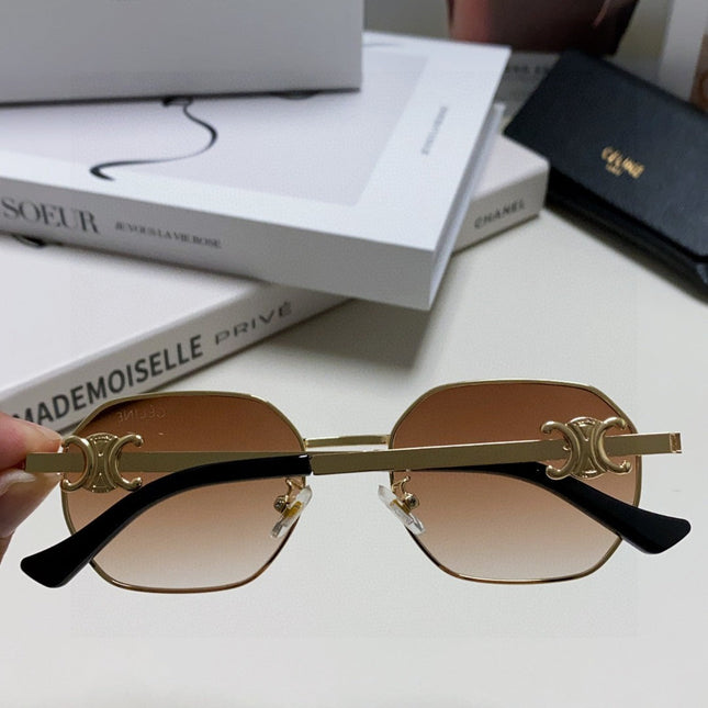 TRIOMPHE SUNGLASS 497822 IN GOLD METAL BROWN SMOKE LENSES