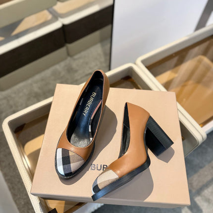 BURBERRY 26S HIGH HEELS 95 MM IN BROWN CALFSKIN