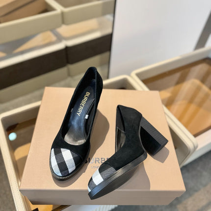 BURBERRY 26S HIGH HEELS 95 MM IN BLACK SUEDE