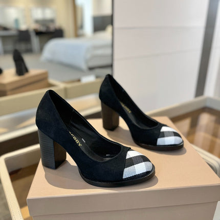 BURBERRY 26S HIGH HEELS 95 MM IN BLACK SUEDE