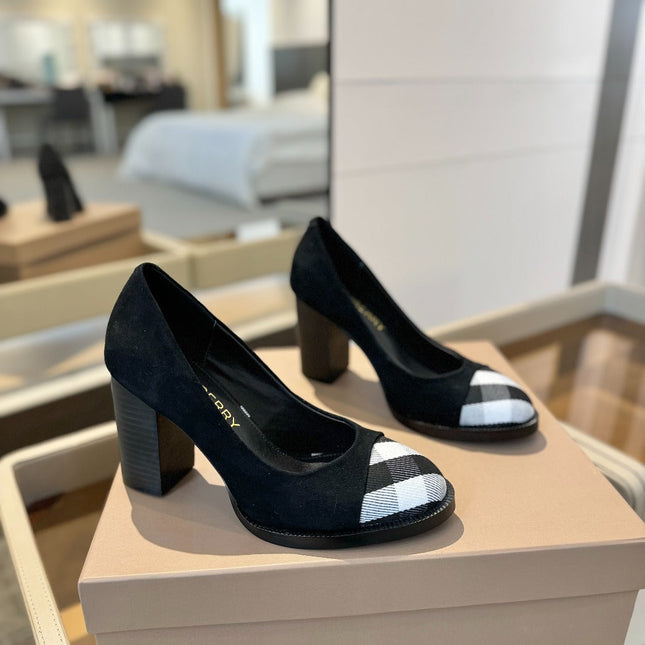 BURBERRY 26S HIGH HEELS 95 MM IN BLACK SUEDE