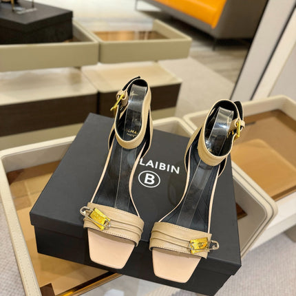 BALMAIN 25S HIGH HEELS 95MM IN BEIGE CALFSKIN