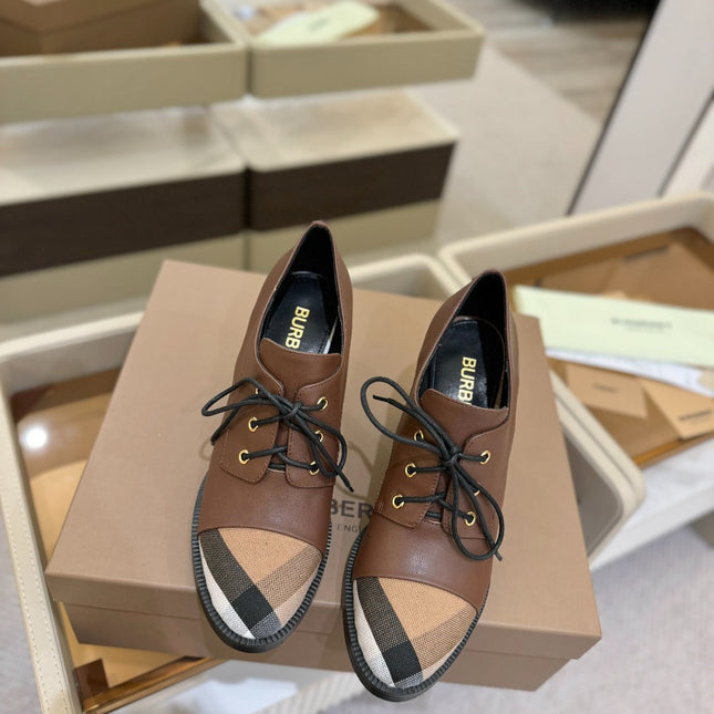 BURBERRY 26S LACE-UP HIGH HEELS 95 MM IN DARK BROWN CALFSKIN