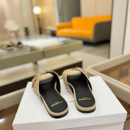 BALMAIN 26S SANDALS IN BEIGE CALFSKIN