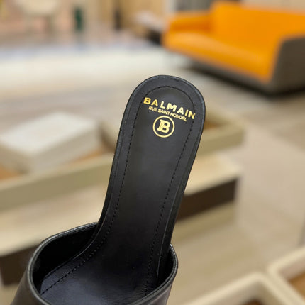 BALMAIN 26S HEELED SANDALS 70 MM IN BLACK CALFSKIN