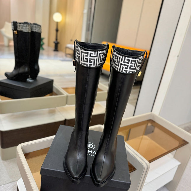 BALMAIN 26S HIGH BOOTS 65 MM IN BLACK CALFSKIN